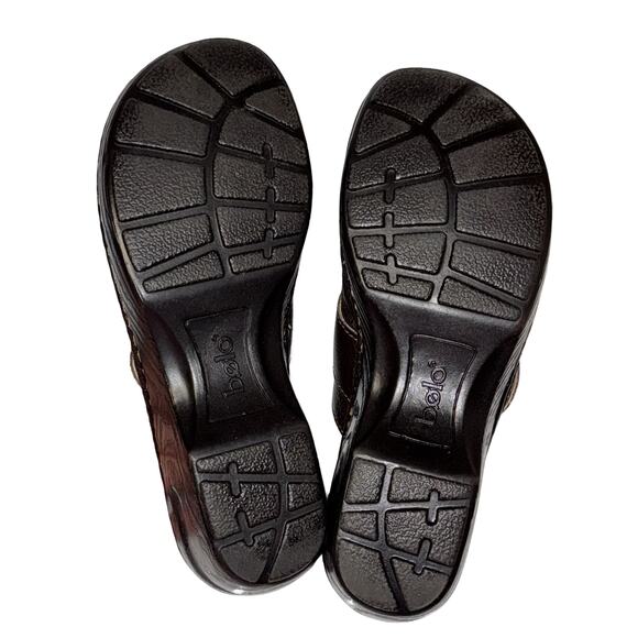 Bølo Brown Leather Buckle Clogs Size 7 EU 38 Slip-On Comfort Mule Sandals - Picture 9 of 9